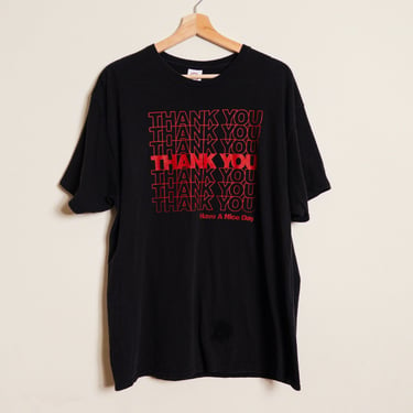Early 2000s Y2K Thank You Thank You Thank You Shopping Bag T Shirt - Size Extra Large Unisex 