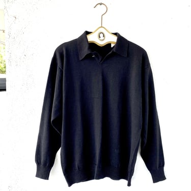 Vintage Versace Collared Black 90s Minimalist Sweater 