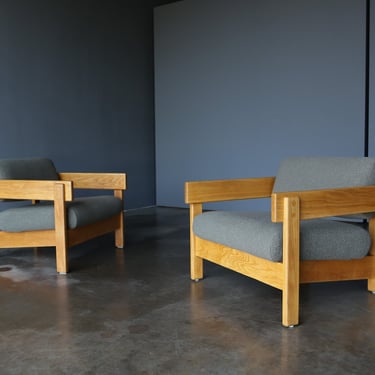 Jules Heumann Oak Lounge Chairs for Metropolitan, California, c.1975