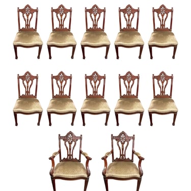 Set of Twelve 19th Century English Edwardian Mahogany Dining Chairs