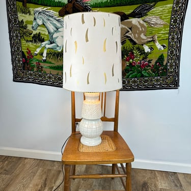 Mid Century White and Gold Table Lamp 