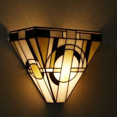 Art Deco Tiffany Stained Glass Wall Lamp 