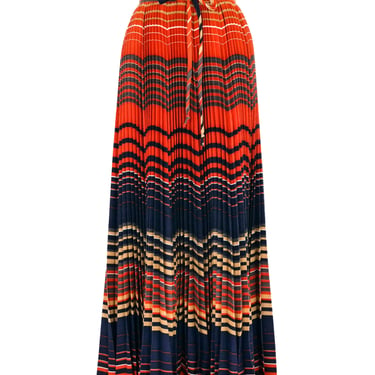 Accordion Pleated Stripe Skirt