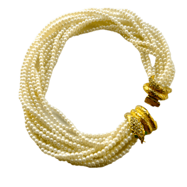 Designer Mimi di Nardo Snake Clasp Pearl Necklace