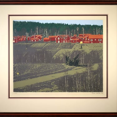 Giovanni Sanvitale Signed Contemporary Barn Houses Lithograph 25/25 Framed 1978 