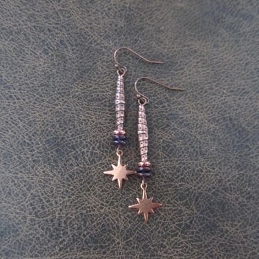 Long copper celestial earrings 