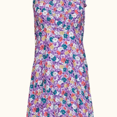 Faithfull the Brand - Purple Floral Print Sleeveless Mini Dress Sz 4