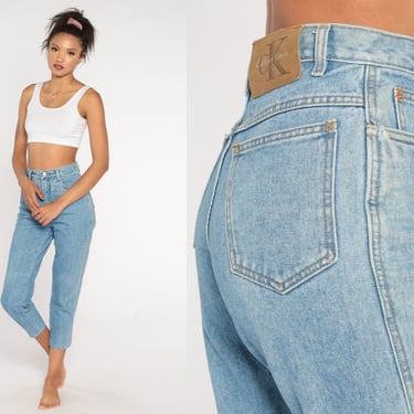Calvin Klein Mom Jeans 26 Blue Slim Jeans CK 90s Denim Pants Tapered Jeans 1990s Vintage Small 26 x 26 Petite Short 