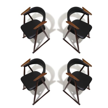 Four Unique Scandinavian Teak Dining Chairs