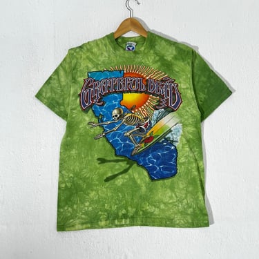 Vintage 1990's Grateful Dead Surf Green Tie-Dye T-Shirt Sz. L