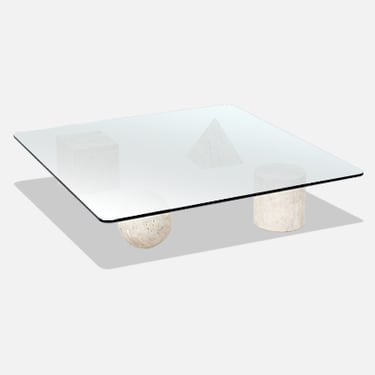 Massimo & Lella Vignelli "Metafora" Italian Travertine Stone Coffee Table 