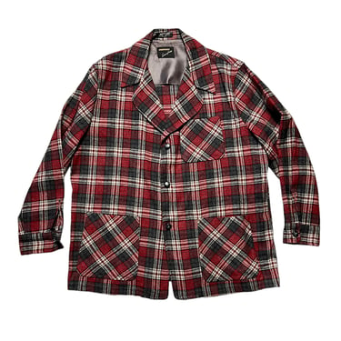 Vintage 1960s Wool O' The West Wool Flannel Topster Jacket ~ XL ~ Plaid ~ Work Wear / Hunting / Hollywood / Rockabilly ~ 
