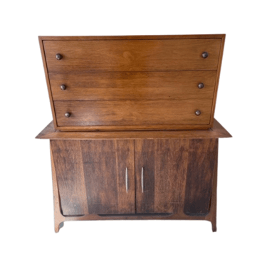 Piet Hein Style Small Sideboard in Rosewood with Removable Teak or Walnut Hutch or Cabinet