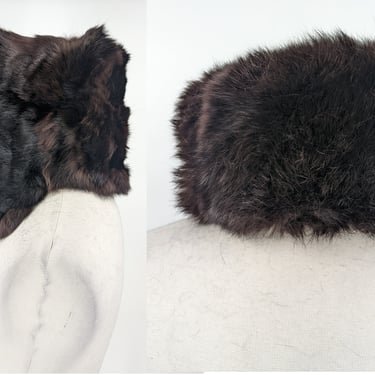 Vintage Brown Fur Trappers Winter Ushanka Hat with Tie Up Flaps - Small 22" 