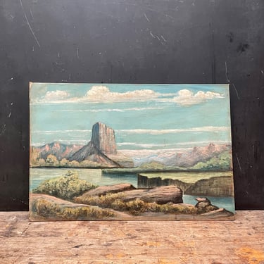 Monument Valley Painting Moab Desert Scene Vintage Mid-Century Amateur Artist Green River 