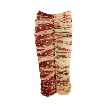 Jean Paul Gaultier Red Print Mesh Skirt