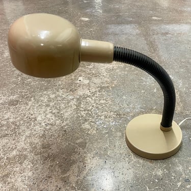 Vintage Postmodern Desk Lamp - Tan with Black Flex Arm - Orb Shade - Excellent Condition 