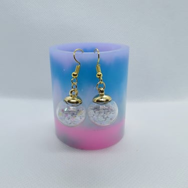 Confetti Earrings Iridescent Stars Glass Ball Drop Earring 