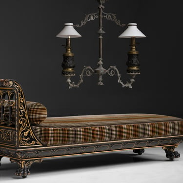 Oil Lamp Chandeliers / Gilt Daybed