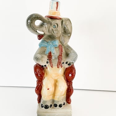 1960s Vintage Ceramic Elephant Decanter. Wine Chianti Bottle. Vintage Republican Party Memorabilia 