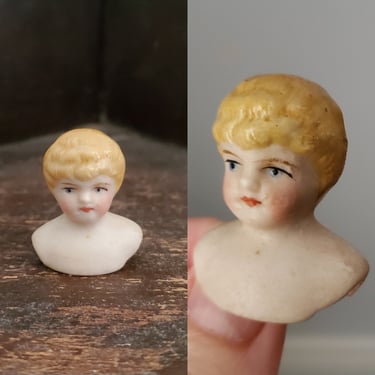 Antique Miniature Bisque Dollhouse Doll Head 1 1/8