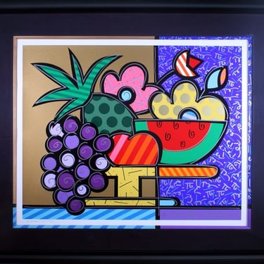 Romero Britto Brazil 1996 Signed Serigraph 13/20 with Unique Drawing 