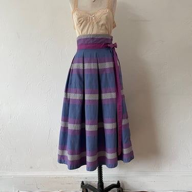 Vintage Jeanne Marc Cotton Checkered Pink/Periwinkle Pleated Midi Skirt XS