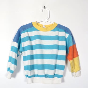 Vintage 70s Kids Carters Striped Colorblock Nautical Beach Boys Sweatshirt Made In USA Size 3T 