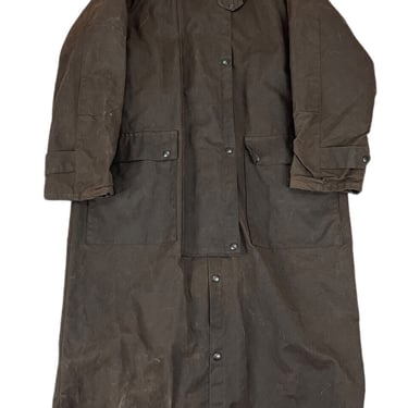 Vintage Saddlebrook Brown Oilskin Wax Cotton Duster Jacket Medium 
