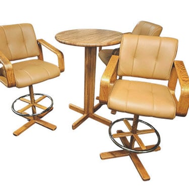 Set of Leather Stools & Table