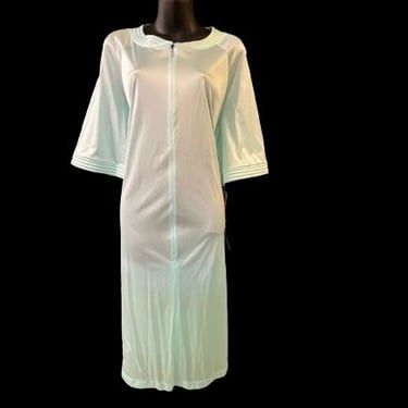 vintage aqua nightgown Vanity Fair nylon lounge gown medium new old stock 