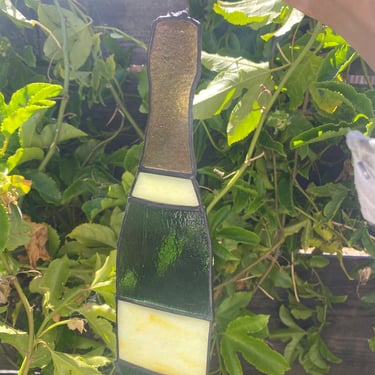 Stained Glass Champagne Wine Bottle Suncatcher 