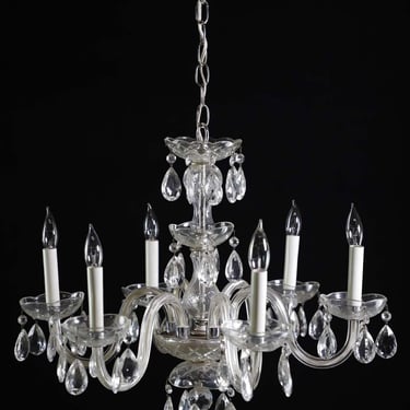Antique Traditional Clear Glass &#038; Crystal 6 Arm Chandelier