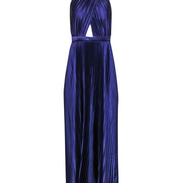 L'idee - Purple Pleated Satin Halter Neck Gown Sz 4