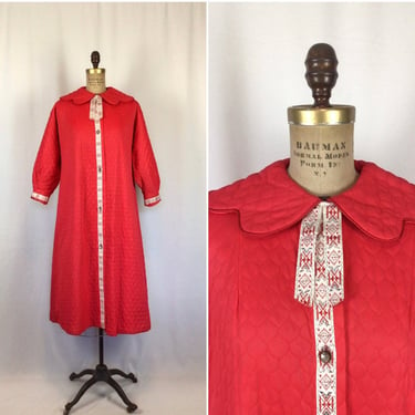 Vintage 60s Robe| Vintage deadstock red quilted bathrobe | 1960s J C Penney’s lounge house coat 