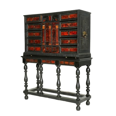 Flemish 18th Century Tortoiseshell Inlaid Cabinet on Stand