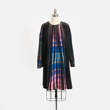 80s ombre striped silk dress | vintage 1980s Art waves silk dress 