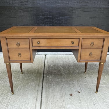 Vintage Mid Century Modern Leather Top Desk 