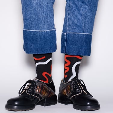 Abstract Black Squiggle Socks Women 