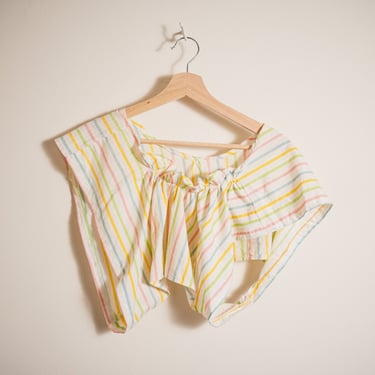 Circus Striped 1980s Ruffled Crop Top by Jordan Chavez Wide Arm Opening Oversized and Breathable 