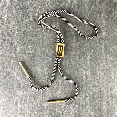 Swank monogram M bolo tie - 1980s vintage 