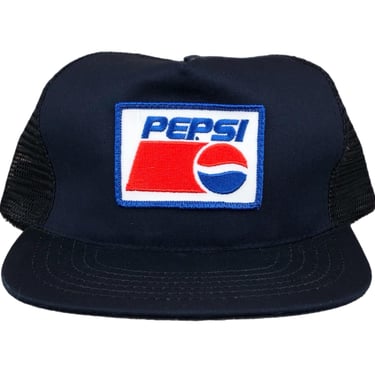 Vintage 90s Pepsi Made in USA Embroidered Mesh SnapBack Trucker Hat Cap 