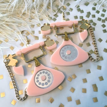 Pink Telephone Earrings