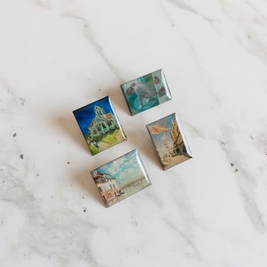 set of 4 vintage french art pins