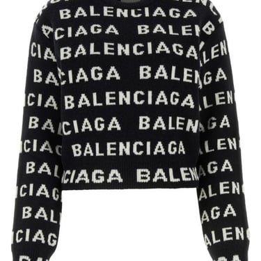 Balenciaga Woman Embroidered Wool Blend Sweater