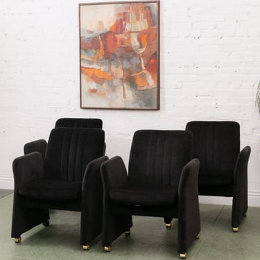 Rich Brown Chiclet Vintage Armchairs by Chromecraft