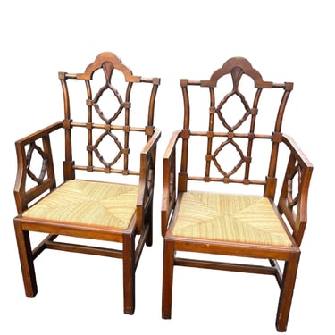 Beautiful pair of vintage Chinese Chippendale chairs 