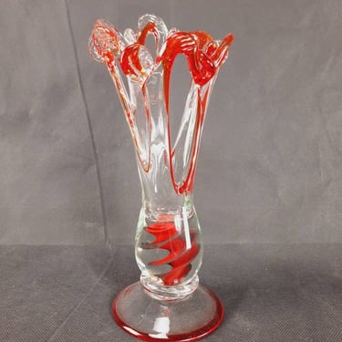 Glass Vase, Murano Style, Hand Made, Made In Yugoslavia, Prokuplje, Space Age, Vintage Vase, Retro Glass Art, Mid Century, 1970 