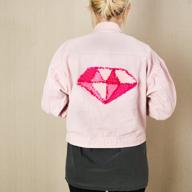 Powder Pink Vintage Oshkosh B'Gosh Denim Jacket with Tufted Diamond 