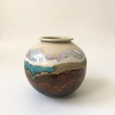 Vintage Studio Pottery Sphere Vase by Jill Becquet 1997 